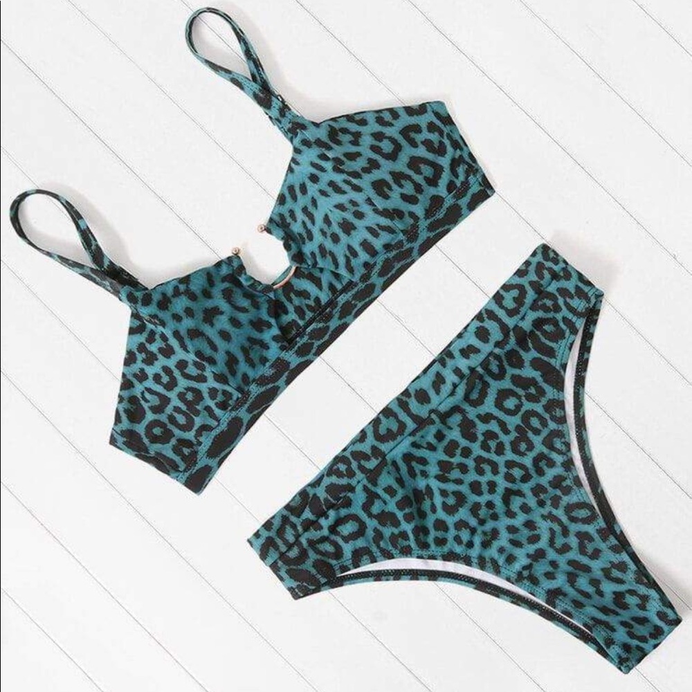 Teal Leopard Bikini Bottom - Picture 4 of 7